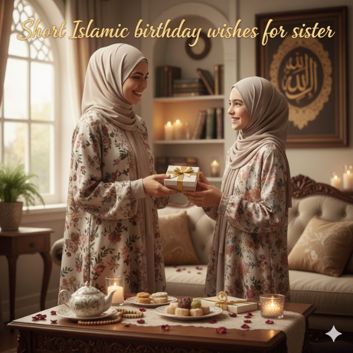 Short Islamic birthday wishes for sister
