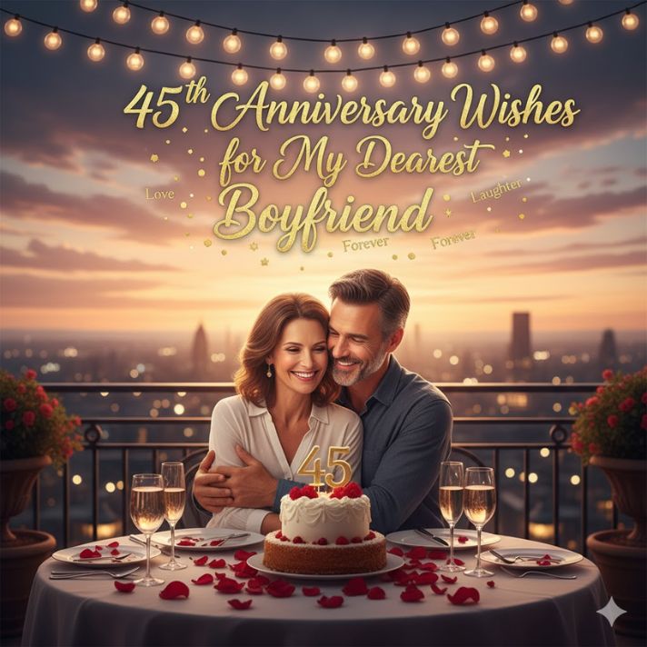 45th Anniversary Wishes for Boyfriend