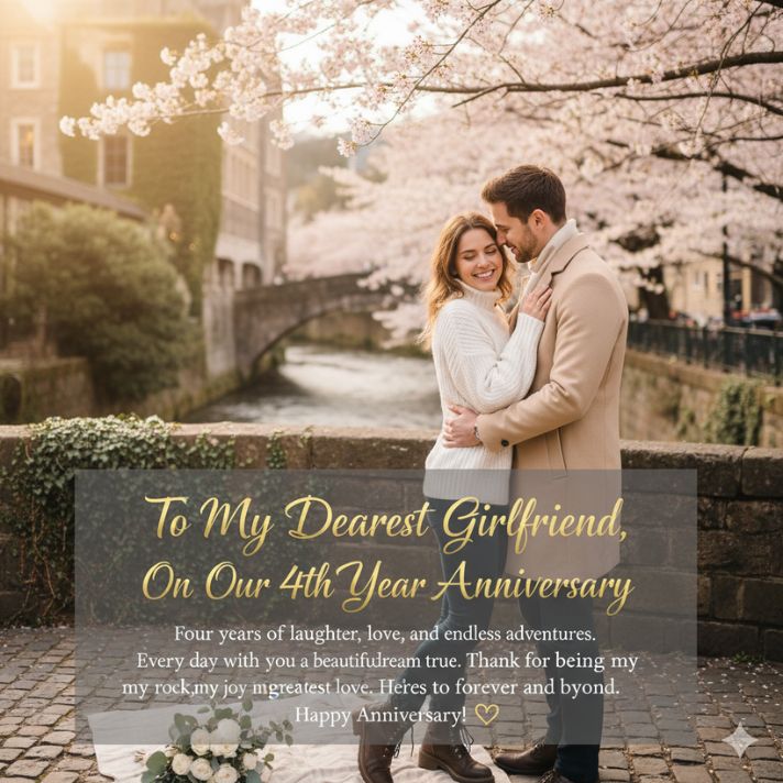 4th Year Anniversary Wishes for Girlfriend