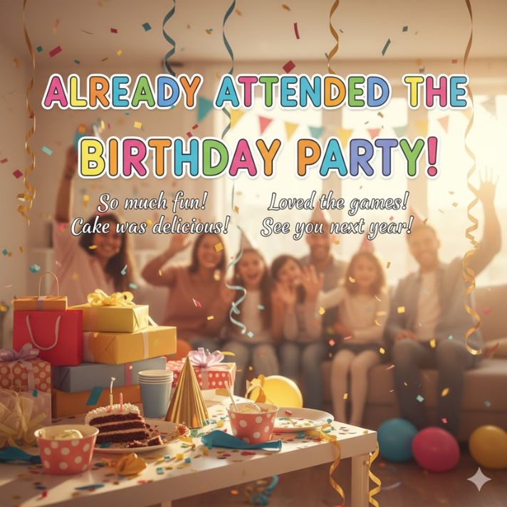 Already Attended the Birthday Party Messages
