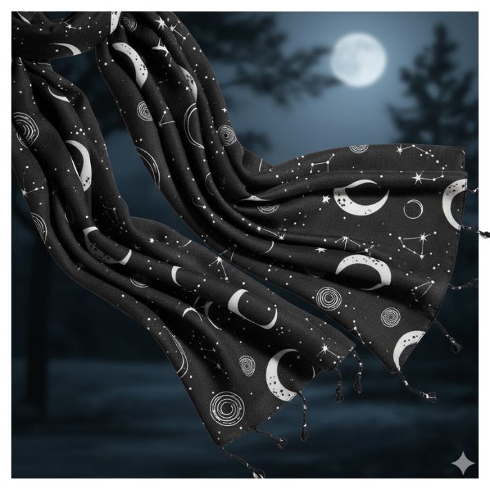 Black White Moon Scarf Long
