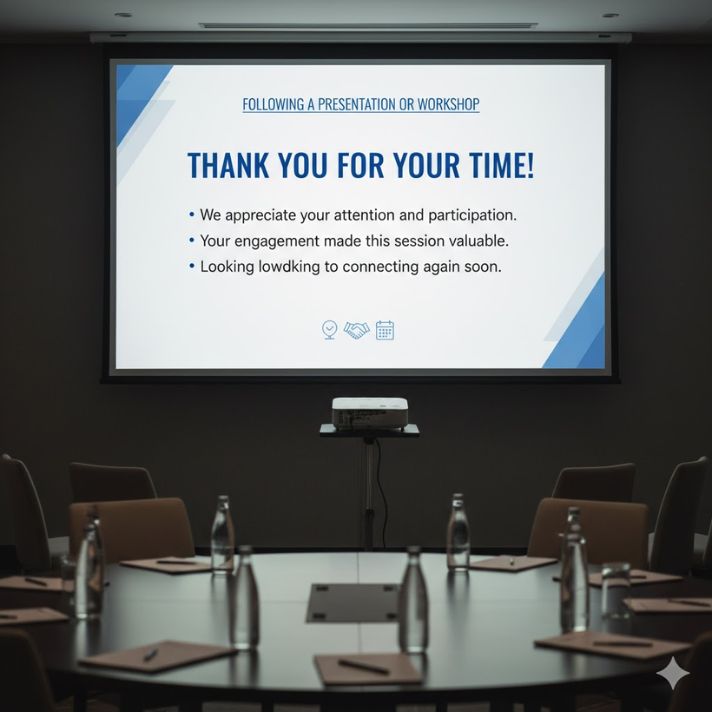 Following a Presentation or Workshop Thank You for Your Time Messages