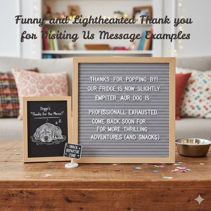 Funny and Lighthearted Thank you for Visiting Us Message Examples