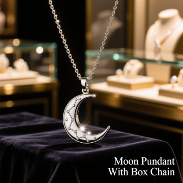 Moon Pendant With Box Chain
