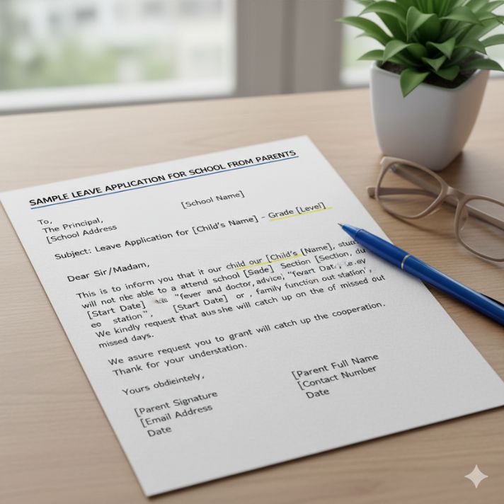 Sample Leave Application for School from Parents