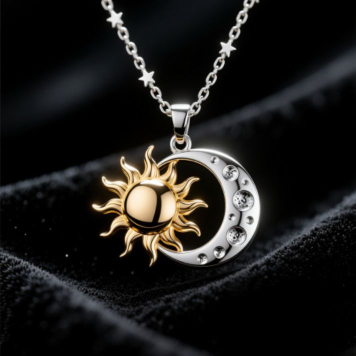 Stainless Steel Sun and Moon Star Necklace​
