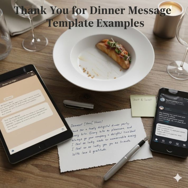 Thank You for Dinner Message Template Examples