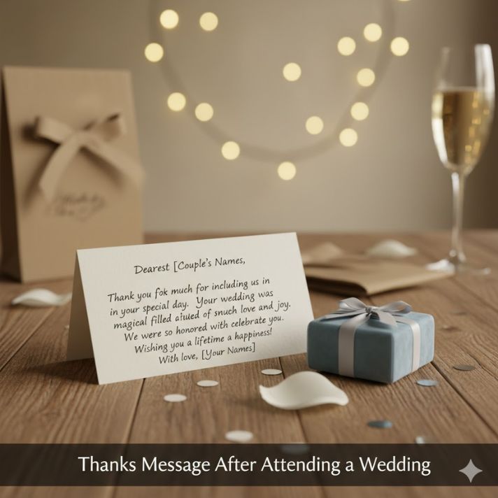 Thanks Message After Attending a Wedding