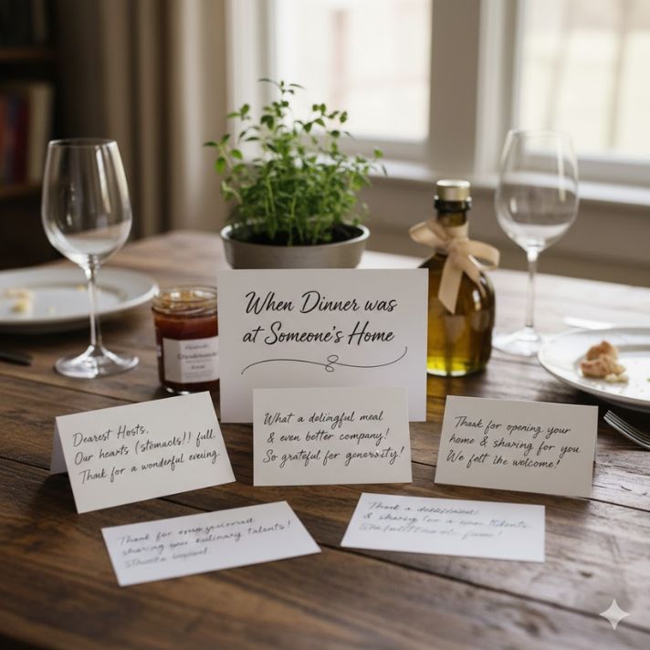 When Dinner was at Someone's Home - Thank You Message Examples