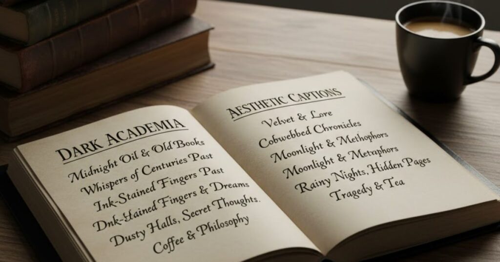 Dark Academia Aesthetic Captions