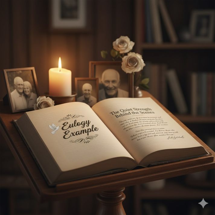 🕊️ Eulogy Example – The Quiet Strength Behind the Scenes
