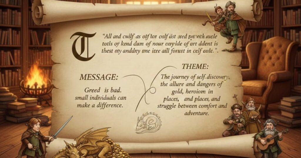 An Example Of Message Vs Theme – The Hobbit By JRR Tolkien.
