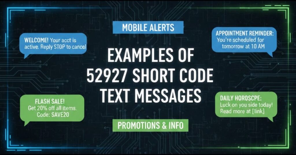 Examples of 52927 Short Code Text Messages
