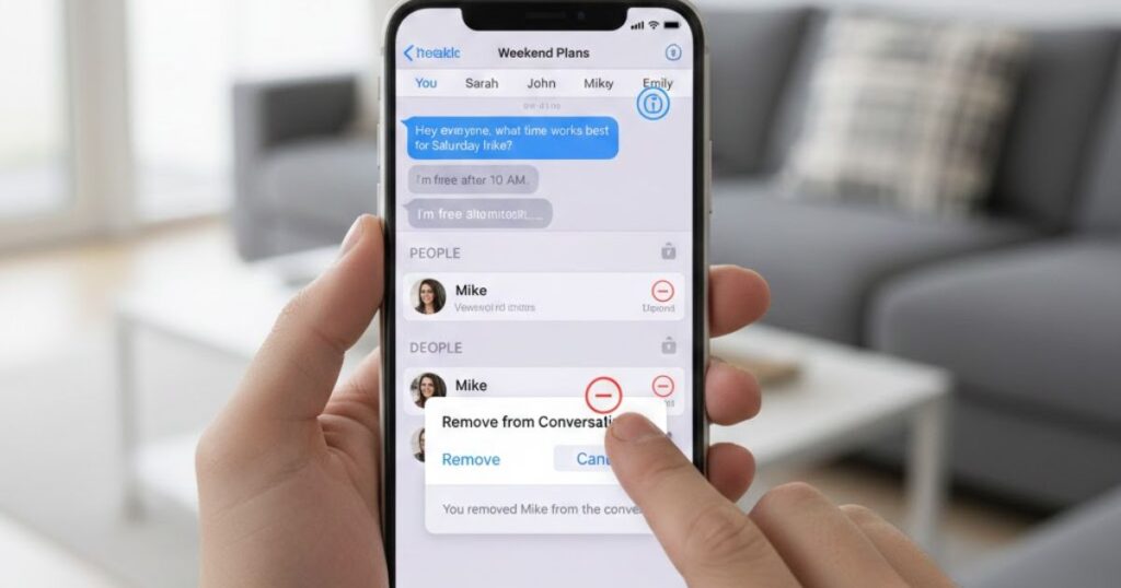 How to remove someone from a group text message
